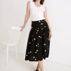 Madewell Daisy Print Linen Midi Skirt